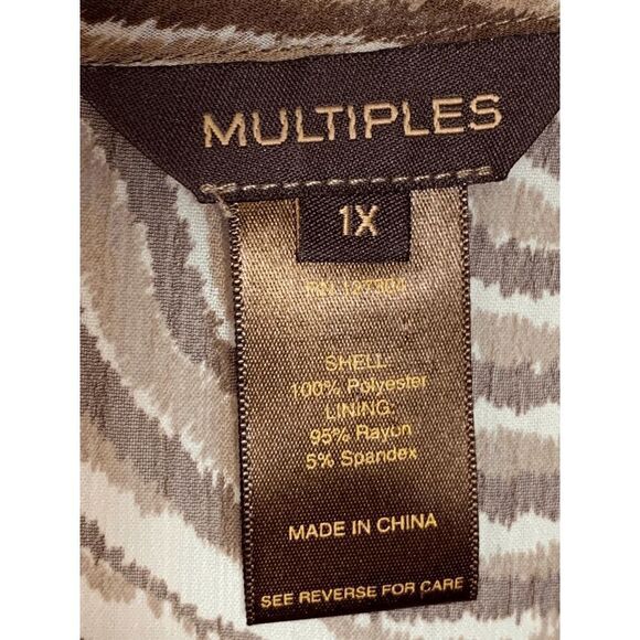 Multiples Women's Brown Animal Print Pullover Tunic Blouse Top Plus Size 1X - Picture 5 of 8